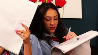 Naughty uniform voyeurs gleeful show