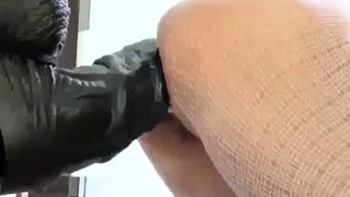 Slamming Giant Dildo Belly Deep in Her Ass